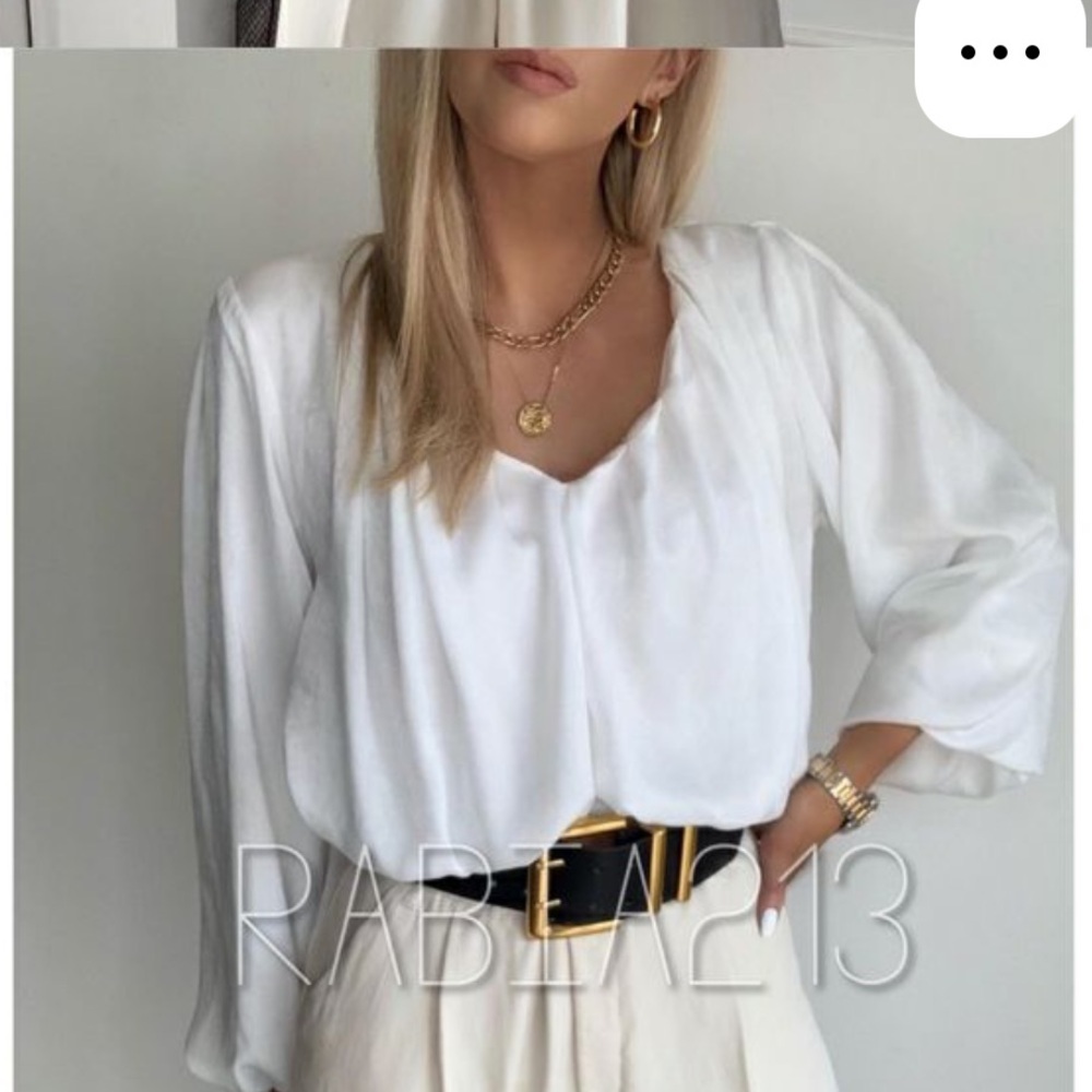 Zara white balloon sleeve crop top, size L - Picture 12 of 12